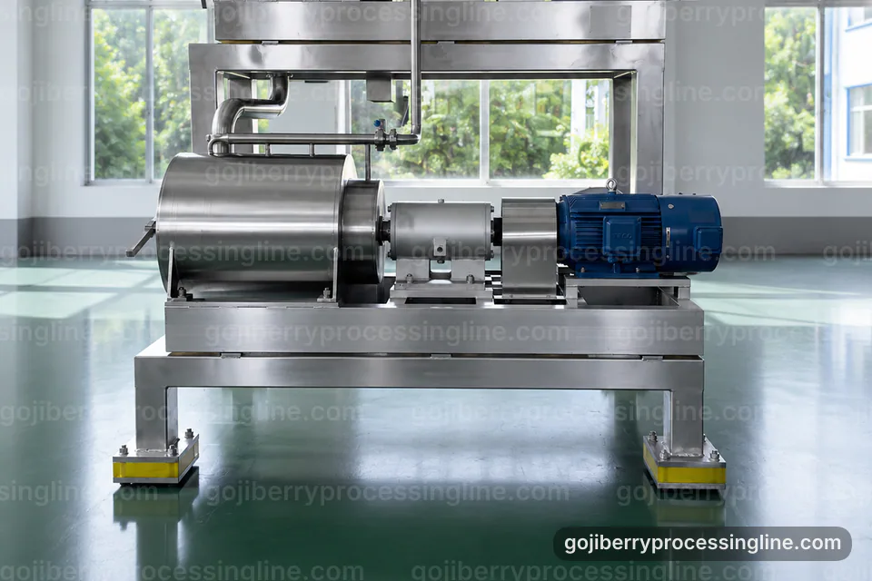 Industrial Goji Berry Processing Line: Buying Considerations Operating Stage industrial goji berry processing line, buying considerations: fine screen goji pulper operating stage