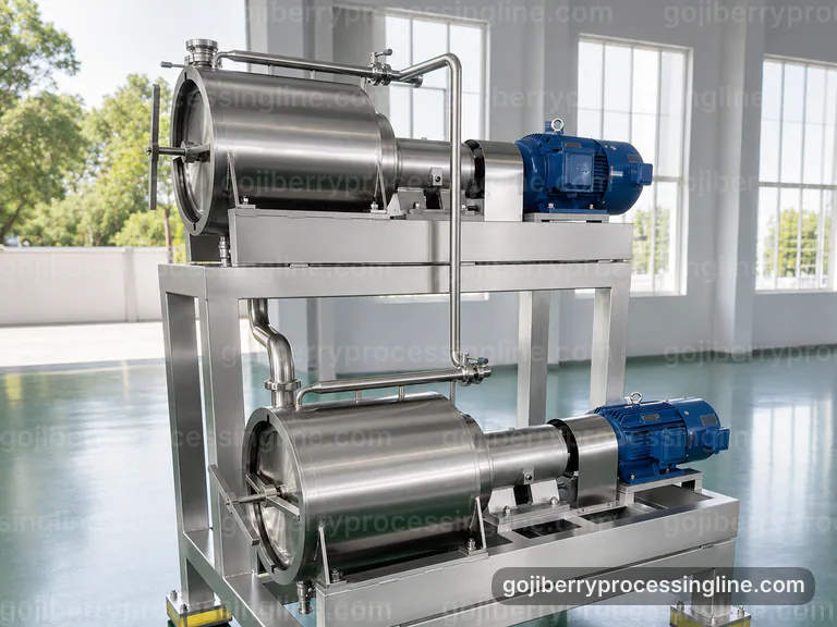 industrial goji berry processing line, common buyer questions: fine screen goji pulper connection view