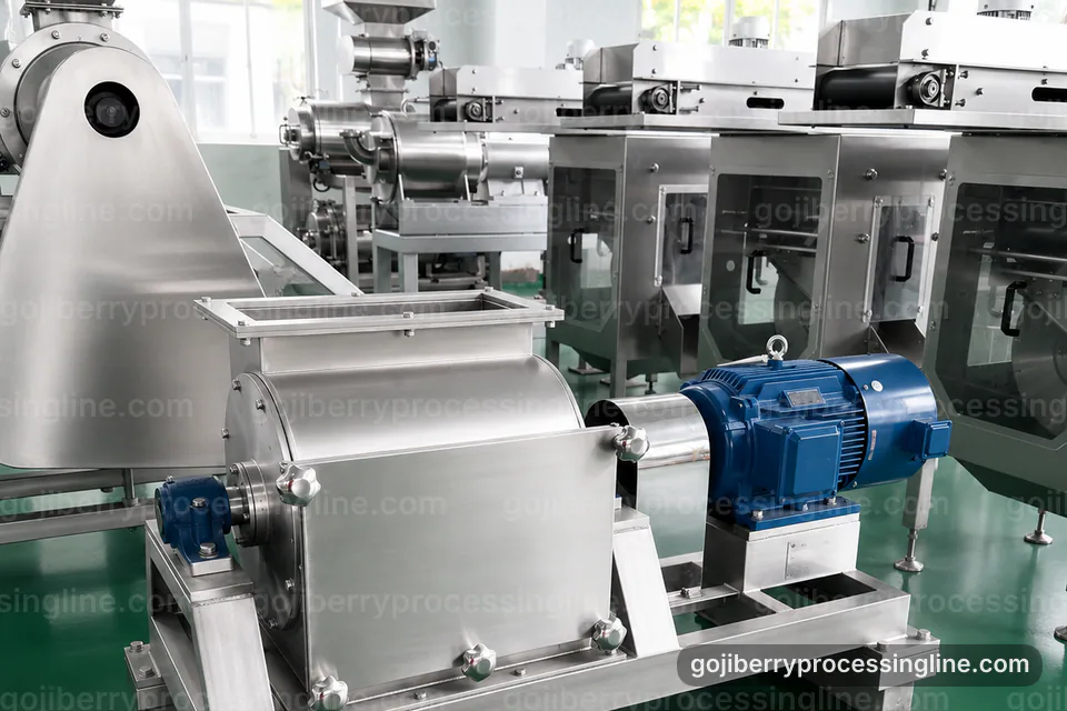industrial goji berry processing line, common buyer questions: gentle pulping with fine seed removal section operating stage