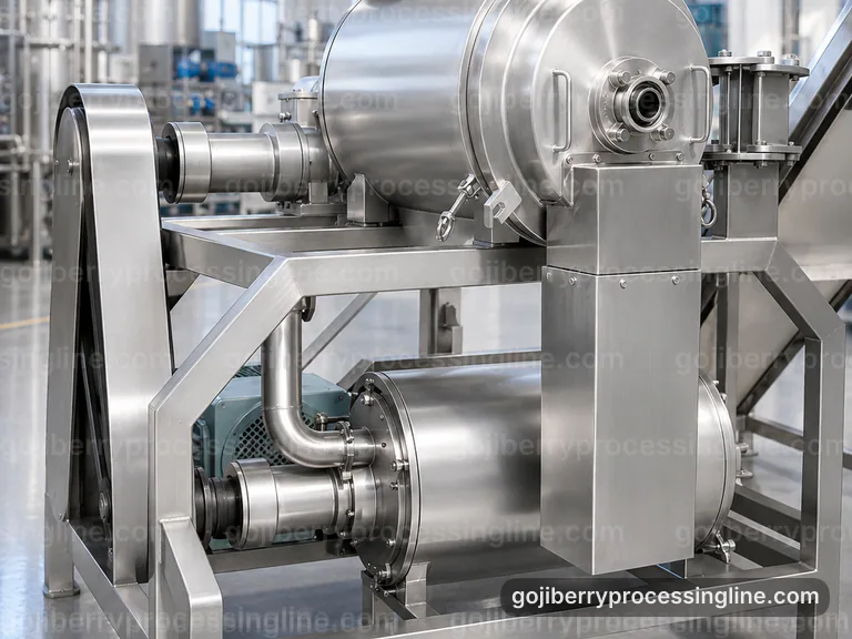 Industrial Goji Berry Processing Line: Installation And Maintenance Interface industrial goji berry processing line, installation and maintenance: gentle pulping with fine seed removal section connection view