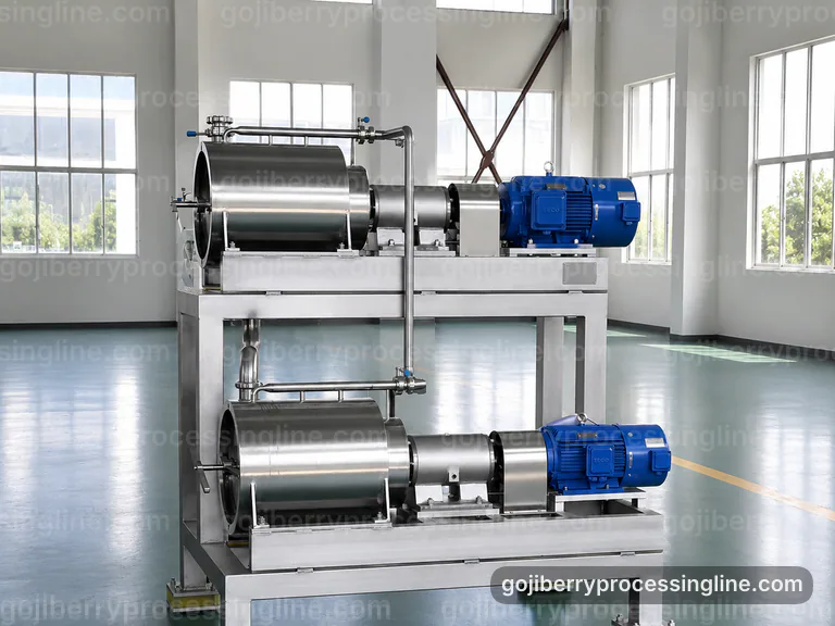 Industrial Goji Berry Processing Line: Plant Integration Interface industrial goji berry processing line, plant integration: fine screen goji pulper connection view