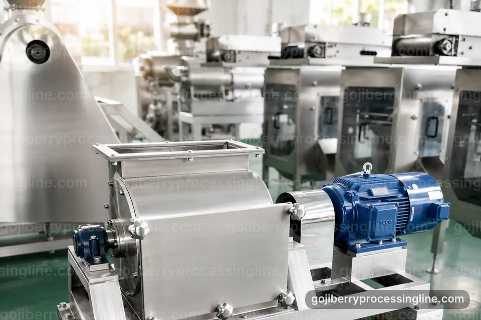 industrial goji berry processing line, proposal requirements: gentle pulping with fine seed removal section operating stage