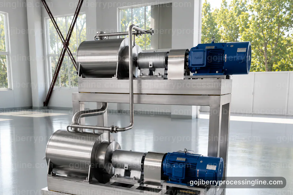 industrial goji berry processing line, performance troubleshooting: gentle pulping with fine seed removal section operating stage