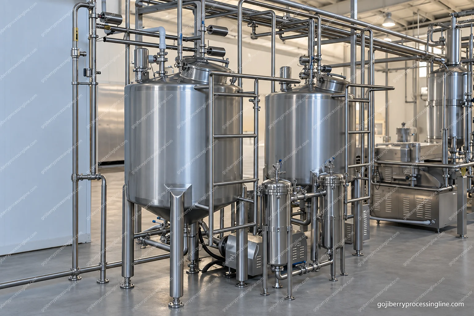Goji Pulp Buffer Tanks and Transfer